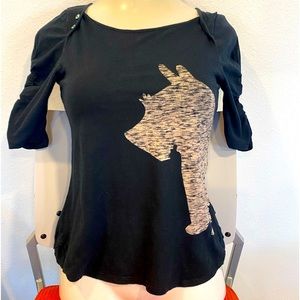 Anthropologie Here and There Tee with Scottie Dog graphic, medium size top